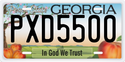 GA license plate PXD5500