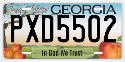 GA license plate PXD5502