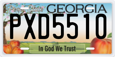 GA license plate PXD5510