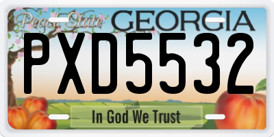 GA license plate PXD5532