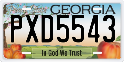 GA license plate PXD5543