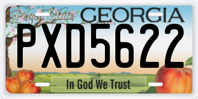 GA license plate PXD5622