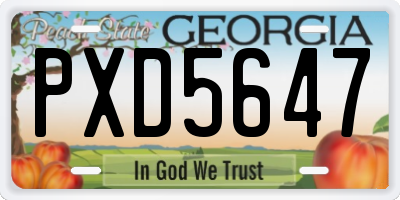 GA license plate PXD5647