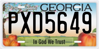 GA license plate PXD5649