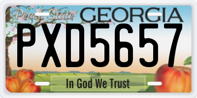 GA license plate PXD5657