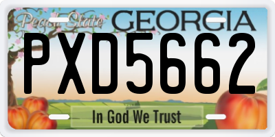 GA license plate PXD5662
