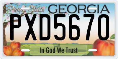 GA license plate PXD5670