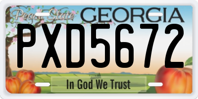 GA license plate PXD5672