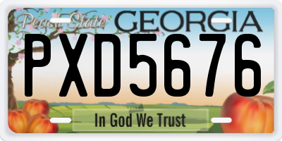 GA license plate PXD5676