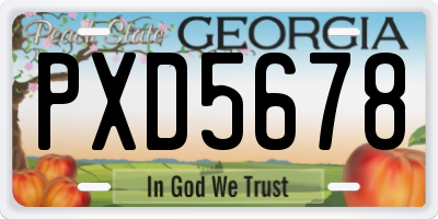 GA license plate PXD5678