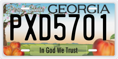 GA license plate PXD5701