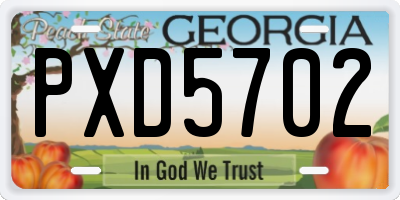 GA license plate PXD5702
