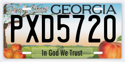 GA license plate PXD5720