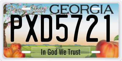 GA license plate PXD5721