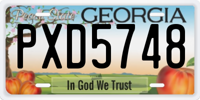 GA license plate PXD5748