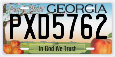 GA license plate PXD5762