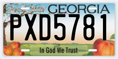 GA license plate PXD5781
