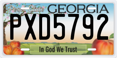 GA license plate PXD5792