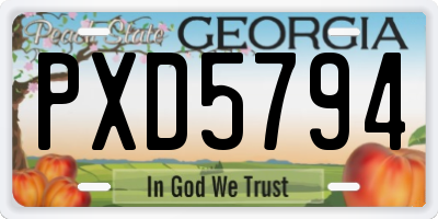 GA license plate PXD5794