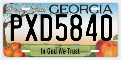 GA license plate PXD5840