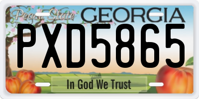 GA license plate PXD5865