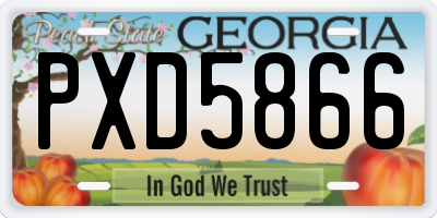 GA license plate PXD5866