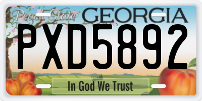 GA license plate PXD5892