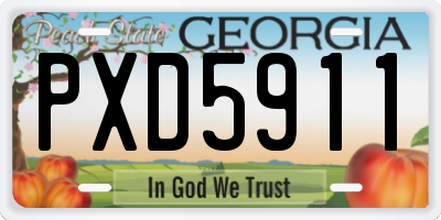 GA license plate PXD5911