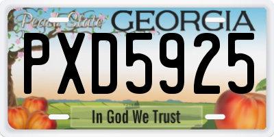 GA license plate PXD5925