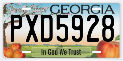 GA license plate PXD5928