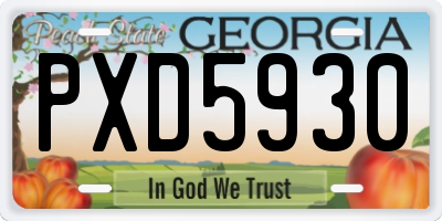 GA license plate PXD5930
