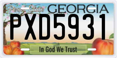 GA license plate PXD5931