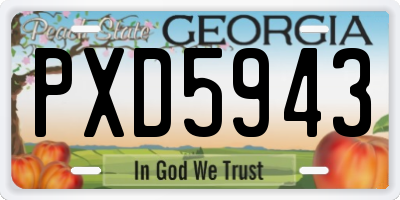 GA license plate PXD5943