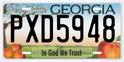 GA license plate PXD5948