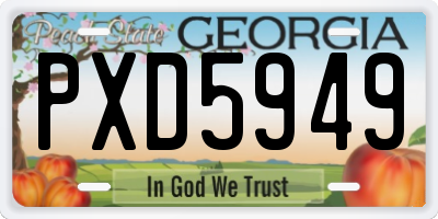 GA license plate PXD5949