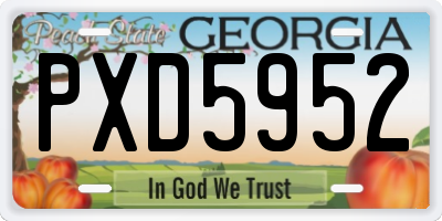 GA license plate PXD5952