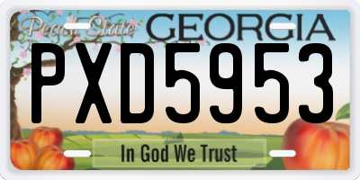 GA license plate PXD5953