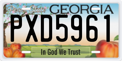 GA license plate PXD5961