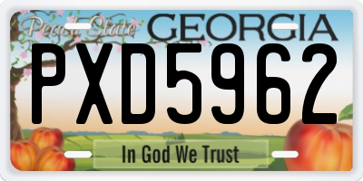 GA license plate PXD5962