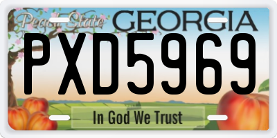 GA license plate PXD5969
