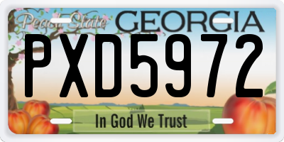 GA license plate PXD5972