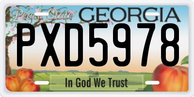 GA license plate PXD5978