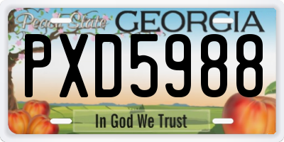 GA license plate PXD5988