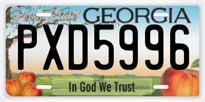 GA license plate PXD5996