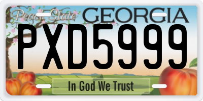 GA license plate PXD5999