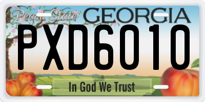 GA license plate PXD6010