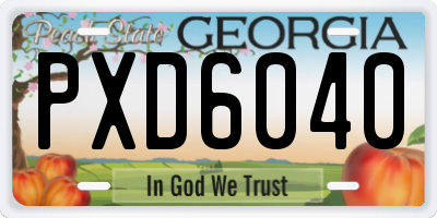 GA license plate PXD6040