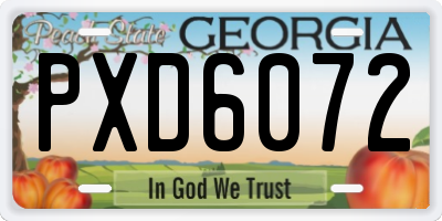 GA license plate PXD6072