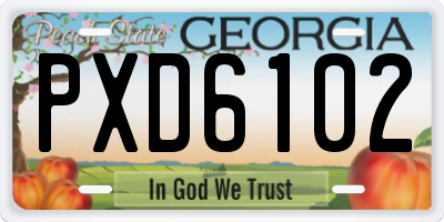 GA license plate PXD6102