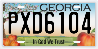 GA license plate PXD6104